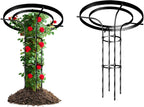 Mushroom Top Trellis for Climbing Plants Outdoor, 3.44FT Decorative Obelisk Plant Support with Rustproof PE-Coated Metal, Rose Trellis for Clematis Ivy, Black