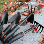 Large Garden Tool Set with Non-Slip Rubber Handle - 6 Piece Heavy Duty, Gardening Hand Tools, Sturdy Durable, Classic Utility Gardening Gift