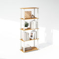 Furinno Turn-S-Tube 3-Tier Compact Multipurpose Shelf Display Rack with Square Tube, Beech/White, Set of 2