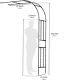 Twira Half Side Garden Arch Trellis, 7.9FT Metal Arbor Trellis for Climbing Plants Outdoor, Black Half Arch Wedding, Garden Archway Arbors and Trellises Decoration for Lawn, Patio, Backyard