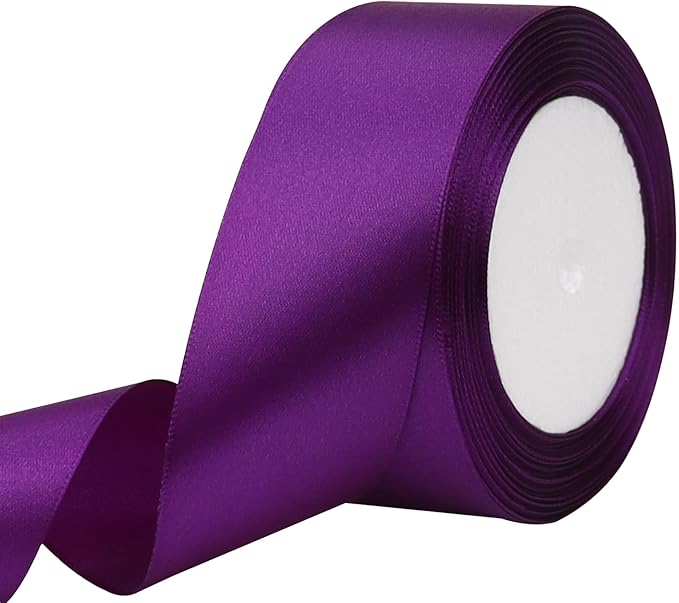 Purple Solid Satin Ribbon 1-1/2 Inch 25 Yards Solid Polyester Fabric Ribbon for Gift Wrapping Wedding Christmas Baby Shower Birthday Party Decoration Handmade Immortal Flower Craft