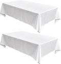 Fitable Faux Linen White Tablecloths 60 x 84 Inch - 2 Pack Textured Table Clothes for Rectangle Tables, Wrinkle-Proof Faux Burlap Table Covers for Dining, Farmhouse, Outdoor Picnic, Camping
