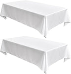 Fitable Faux Linen White Tablecloths 60 x 84 Inch - 2 Pack Textured Table Clothes for Rectangle Tables, Wrinkle-Proof Faux Burlap Table Covers for Dining, Farmhouse, Outdoor Picnic, Camping