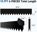 19.7Ft.Galvanized Steel Landscape Edging(6-Pack)-8"x39.4" Metal Garden Edging,7 Clips&Gloves,Hammer-in,No Dig,Rustproof,for Landscaping,Tree Rings,Garden,Yard&Pathway–Black