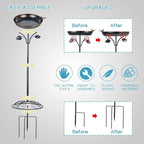 DREAMSOUL 12" Dia Bird Bath Antique Metal Bird Bath for Outside, Pedestal Birdbath with 4 Prongs Stake for Garden Yard Patio Decor