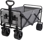 MMQ Heavy-Duty Folding Wagon with 550lbs Weight Capacity, Collapsible Wagon with Big Wheels - Robust Construction, Spacious Interior, Adjustable Rolling Carts, Outdoor Folding Camping Wagons, Portable