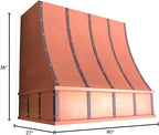 CT Copper Tailor Sloped Copper Vent Hood Island Mount,60'' W,36''H,1260 CFM Exhaust Fan,Stainless Steel Vent,LED Light,Dishwasher-Safe Baffle Filters,VH8TR1