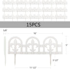 Evelyne White Garden Border Plastic Edging: Wrought Iron Design - 15pcs White Yard Landscaping Fence Liner Lawn Edge Barrier - 20ft Kit of Decorative Lawn Landscape Panels Elements
