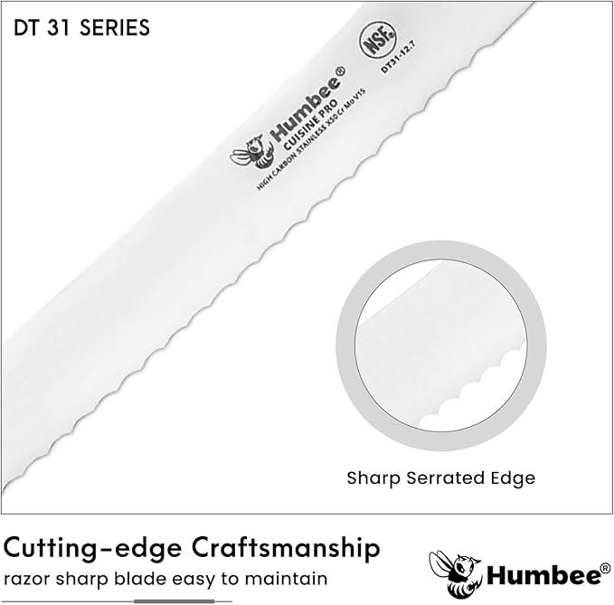 12-Inch Offset Serrated Bread Knife, Premium High Carbon Stainless Steel Blade Knife for Bread with Ergonomic Handle, NSF Certified, DT-31 Series, Orange