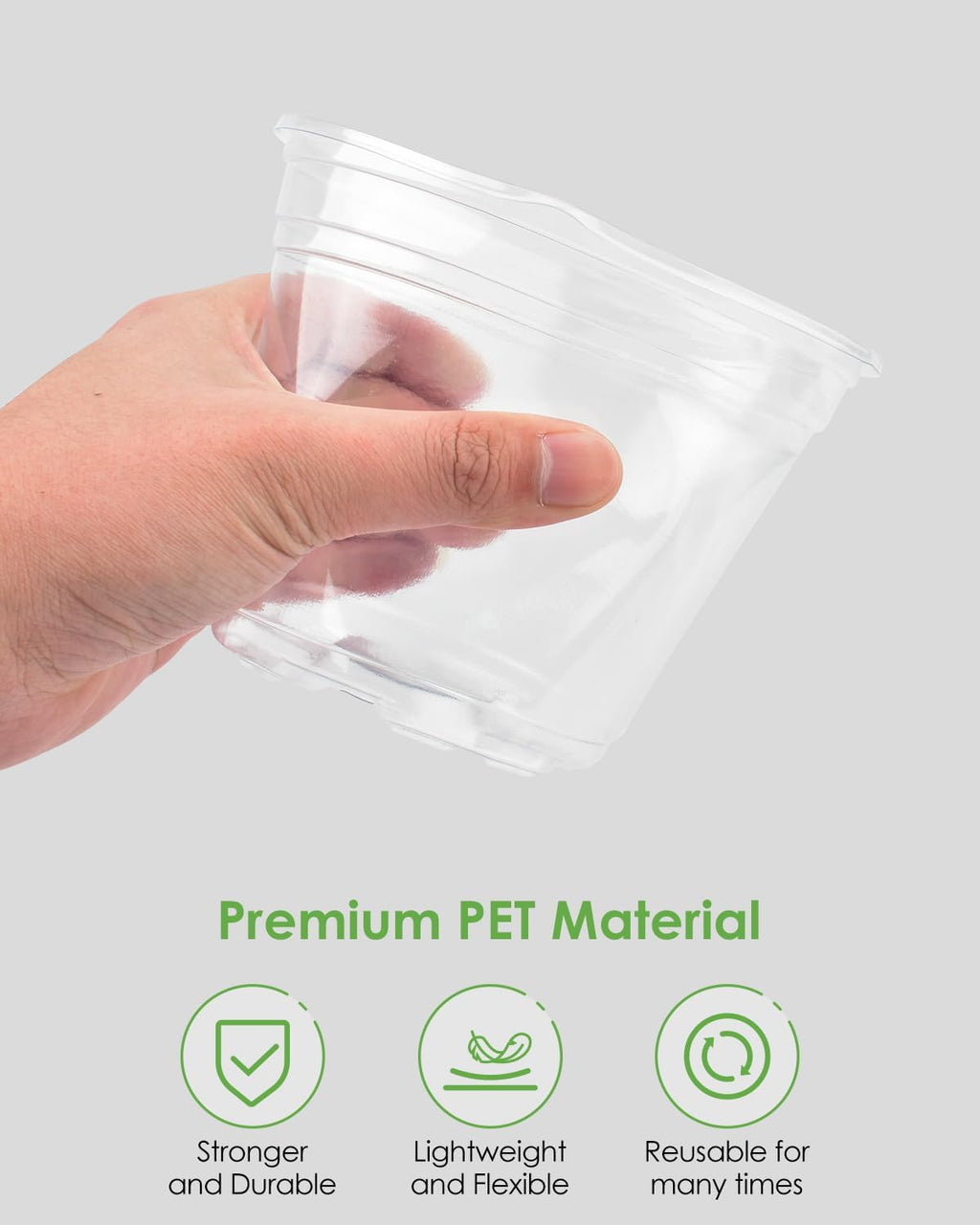 PACETAP 15Pack 6.5 Inch Reinforced Clear Nursery Pots with Drainage Holes, Thickened Plastic Plant Pots with 15 Plant Labels for Indoor Outdoor Flower Seed Starter
