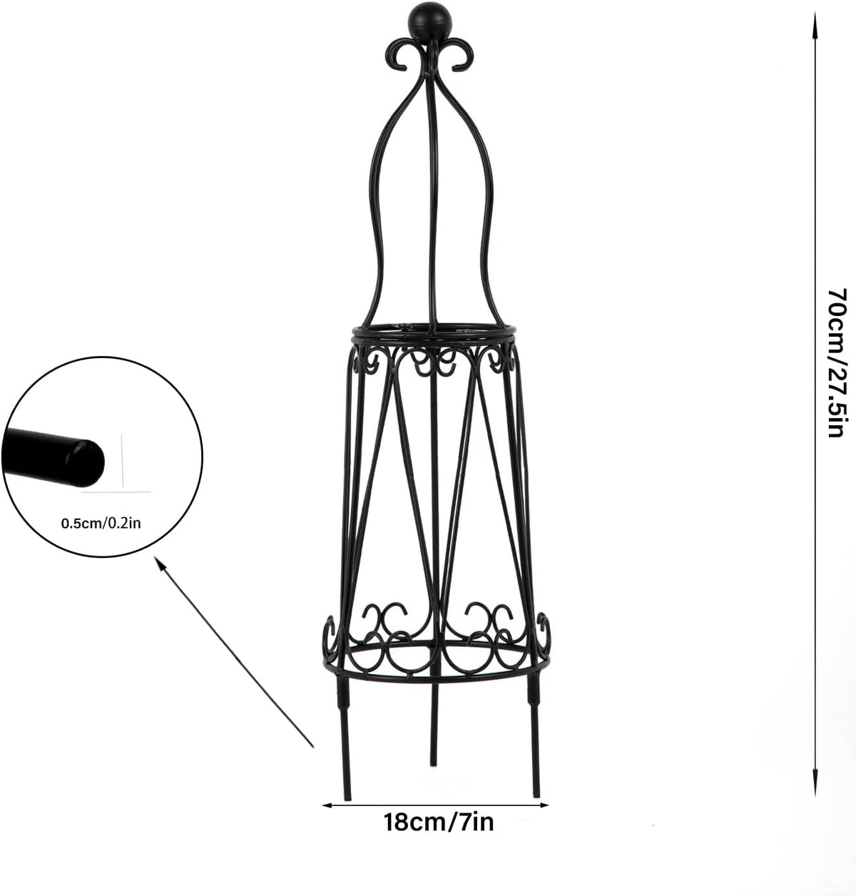 Indoor Plant Trellis for Potted Plants - Plant Support & Garden Decor Obelisk for Climbing Pothos, Indoor/Outdoor Metal Trellis, 29.5" Height