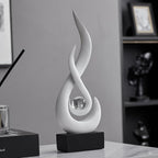AWNR Abstract White Sculpture Decor: Flame Statue with Glass Ball Resin Art Figurines Unique Centerpiece Table Decorations Modern Home Decor Living Room TV Stand Coffee Table Office Decor