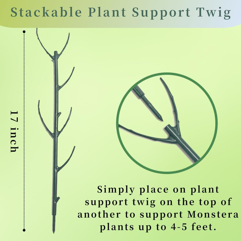 6 Pack Stackable Plant Support Stakes, 43inch Climbing Plant Sticks Structures for Monstera with Garden Ties, Durable Alternative to Moss Pole for Indoor Outdoor Plants
