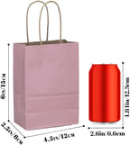 qiqee 24 Pcs Pink Purple Mini Paper Gift Bags with Handles 6"x4.5"x2.5" Small Brown Kraft Party Favor Bags Multiple Uses (Mini size)