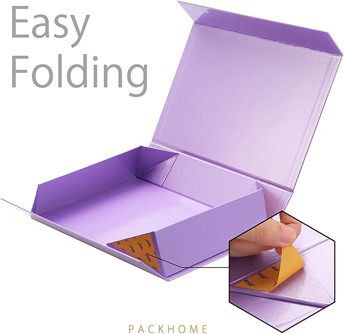 PACKHOME Gift Box 11.5x8x2.5 Inches, Sturdy Shirt Box with Magnetic Lid for Multiple Occasions (Glossy Purple)