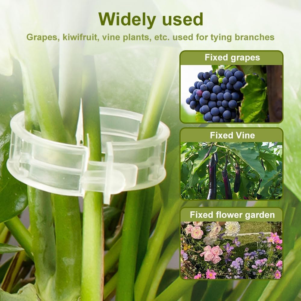 150 PCS Secured Plastic Plant Clip, Plant Support Clips, Garden Clips for Climbing Plants, Plastic Trellis Clips Plant Support Clips Tomato Grape Vine Vegetables Plant Fixing Clips (150, Black)