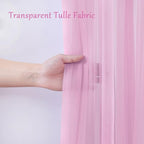 20x10 Pink Tulle Backdrop Curtains for Parties, Sheer Backdrop Curtain Wedding Photo Background Drapes for Baby Shower Photography Birthday Party