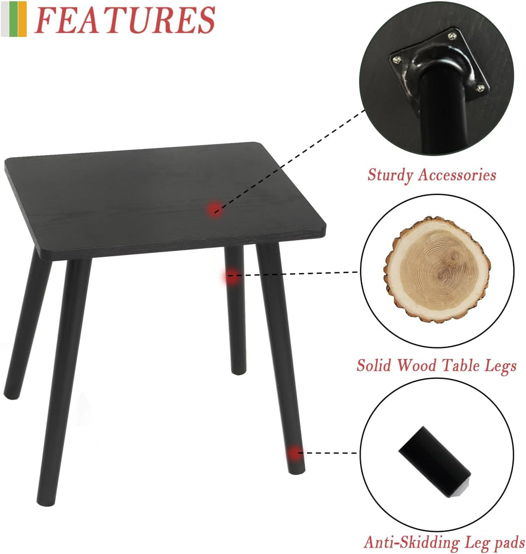 AWASEN Side Table, Small Black End Table for Living Room Bedroom Office Small Spaces, Modern Accent Side Table Nightstand with Solid Wood, Easy Assembly, (Black)