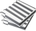 AAAAAcessories Outdoor Seat Cushions for Chairs, Waterproof, Fade-Resistant, 19" x 19" x 3", Patio Furniture Replacement Cushions, Set of 2, Gray Cabana Stripe