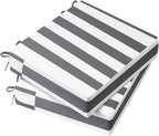 AAAAAcessories Outdoor Seat Cushions for Chairs, Waterproof, Fade-Resistant, 22" x 22" x 3", Patio Furniture Replacement Cushions, Set of 2, Gray Cabana Stripe