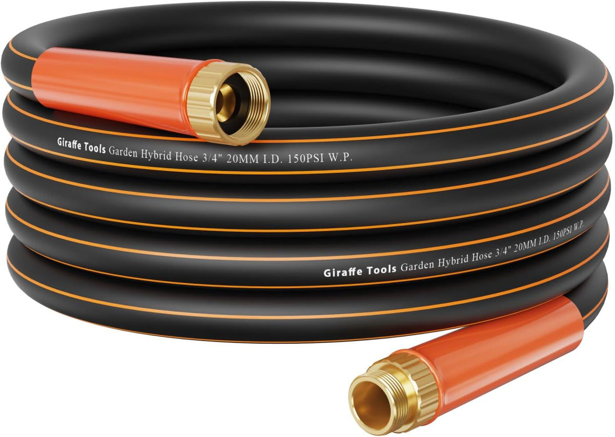 Giraffe Tools Garden Hose 25ft x 3/4", Heavy Duty Water Hose, Flexible, Hybrid Lightweight Hose with Swivel Handle, Male to Female Fittings, Burst 600 PSI
