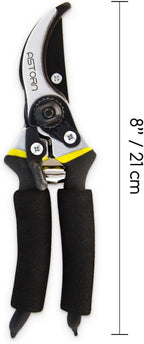 Astorn 8" Premium Bypass Pruning Shears for Gardening - Heavy Duty, Ultra Sharp Garden Shears w/Ergonomic Soft Grip Handle - Made with High-Grade Carbon Steel - Ideal for Cutting, Gardening & Trimming