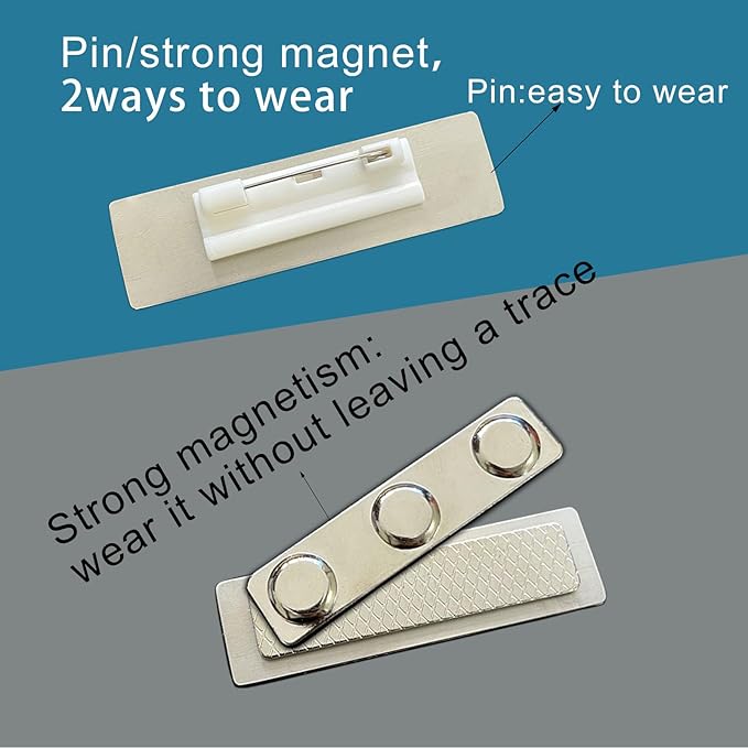 Stainless Steel Durability Black Custom Name Tag with Pin or Magnet or Adhesive Tape,Metal Easy to Read Name Badge,Engraved Nametag,Metal Name Tag for Cops, Nurses,Employee,Workers(Black)