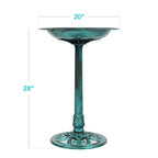 Best Choice Products 28in Pedestal Bird Bath, Vintage Outdoor Resin Accent Decoration w/Fleur-de-Lis Accents - Green