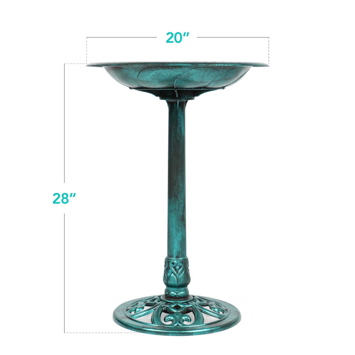 Best Choice Products 28in Pedestal Bird Bath, Vintage Outdoor Resin Accent Decoration w/Fleur-de-Lis Accents - Green