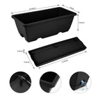8pcs Window Box Planter,17 Inches Flower Window Boxes,Rectangle Planters Box with Drainage Holes and Trays, Plastic Vegetable Planters for Windowsill Patio Garden Home Decor Porch Yard (Black)