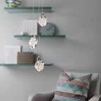 Modern Crystal Chandeliers, Round Raindrop Dimmable Pendant Lights Kitchen Island, Luxury Chrome Ceiling Hanging Lamp for Farmhouse Foyer Bedroom Entryway Dining Room (Round 3-Lights)