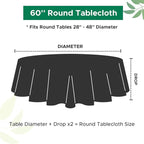 Biscaynebay 2 Pack Textured Fabric Round Tablecloths 60'' for Tables diameters from 28" to 48", Natural Table Cloth Water Resistant Small Folding Table Covers for Dining Kitchen Wedding Parties