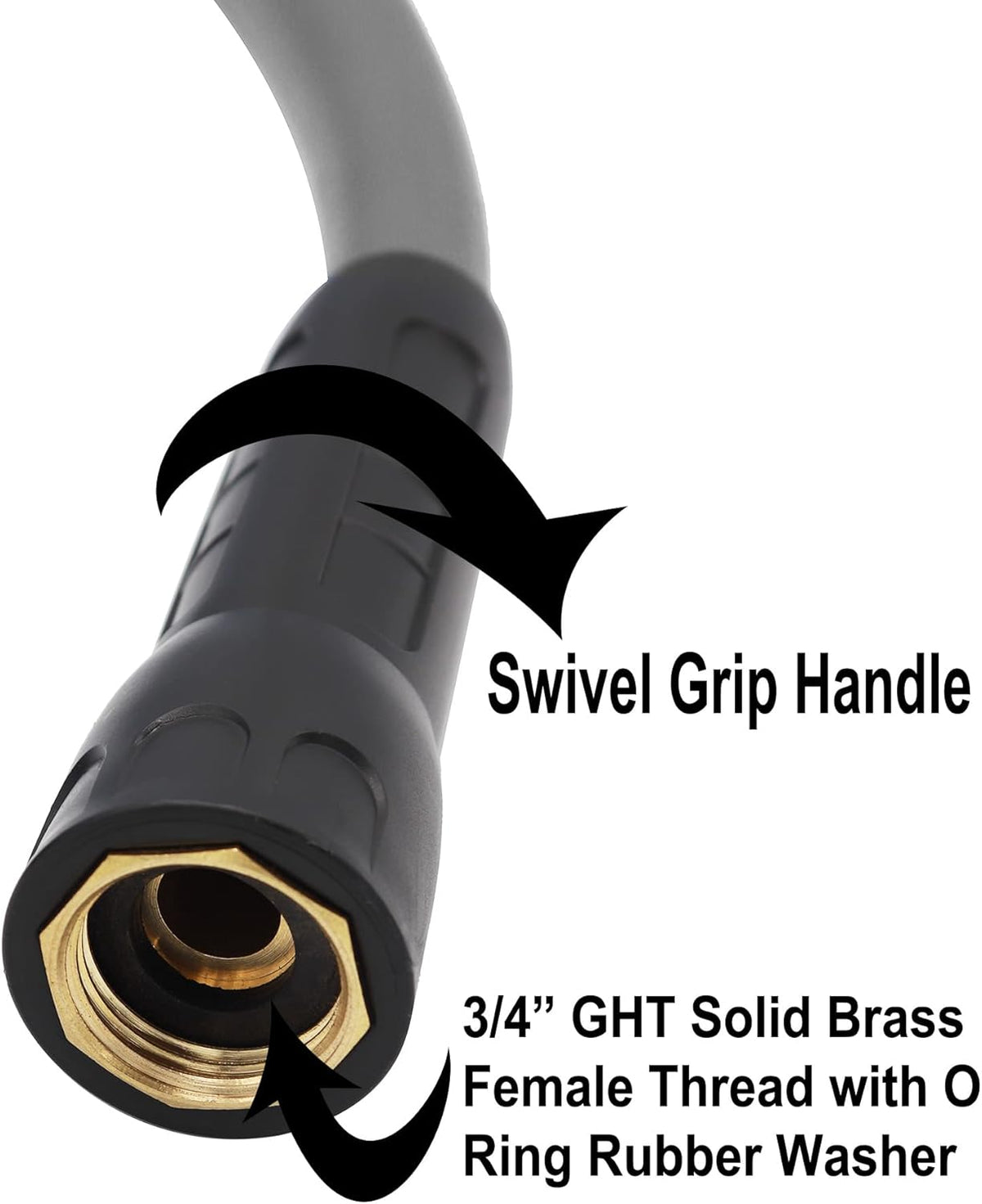YOTOO Heavy Duty Hybrid Garden Water Hose 5/8-Inch by 25-Feet 150 PSI Kink Resistant, Flexible with Swivel Grip Handle and 3/4" GHT Solid Brass Fittings, Gray