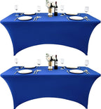 2-Pack 6ft Spandex Table Covers for Rectangle Standard Folding Tables - Wrinkle Resistant Stretch Tablecloths - Ultimate Fitted Table Protector for Parties, Trade Shows, Banquet