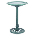 Alpine Corporation TEC116 Outdoor Aged Green Pedestal Birdbath with Scrollwork, 28" Tall, Green