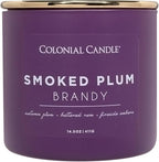 Colonial Candle Smoked Plum Brandy Jar Candle, Pop of Color Collection, 3 Wick, Purple, 14.5 oz - Up to 60 Hours Burn