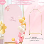 SoarDream 7.2FT Wedding Arch Cover Pink Spandex Fitted Wedding Arch Stand Covers Fitted for Round Top Chiara Arch Cover Fabric Stretchy Backdrop for Bridal Baby Shower Birthday Party Balloon Decor
