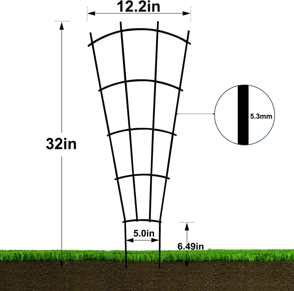 4 Pack 32'' Indoor Plant Trellis for Potted Plants, Metal Garden Trellis for Climbing Plants Outdoor, Black Coated Flower Pot Trellis for Climbing Plants Houseplants Vine Ivy