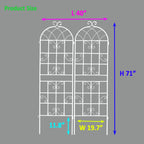 Metal Garden Trellis Rustproof Trellis for Climbing Plants Outdoor Flower Support Butterfly Deco (Cream White-2 Pack, 71"x19.7")