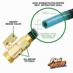 Flexi Hose with 8 Function Nozzle, 50FT - Lightweight Expandable Garden Hose, No-Kink Flexibility, 3/4 Inch Solid Brass Fittings and Double Latex Core - Black and Green