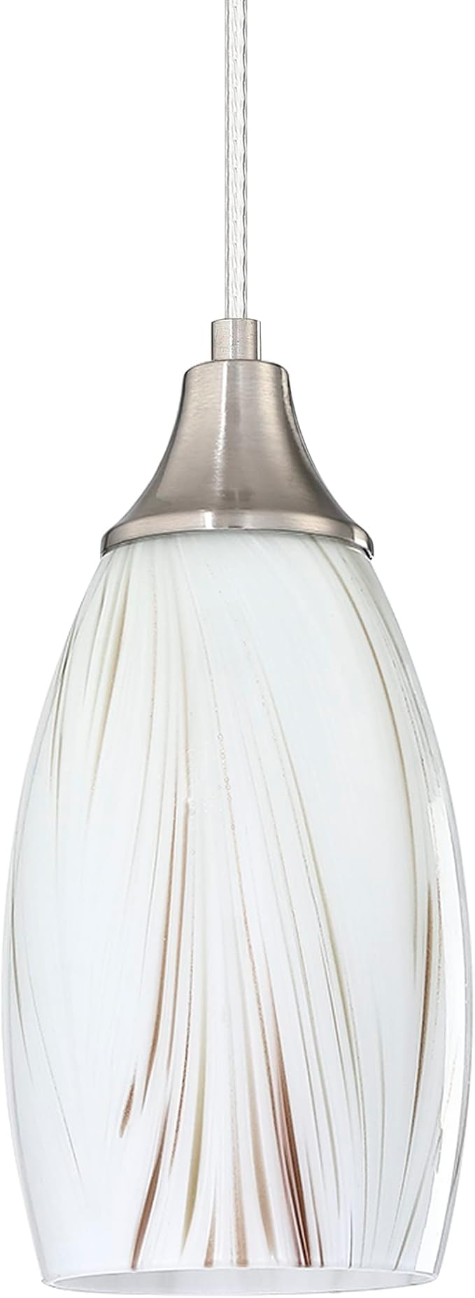 Mini Milk Glass Pendant Lights,Handcrafted Art Glass Pendant Hanging Light fixtures with Brushed Nickel Finish Adjustable Cord Glass Pendant Light Shade for Kitchen Island,Hallway,Dining Room
