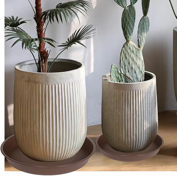 3 Pack of 20 22 inch Plant Saucer (19.2 Inch Base), 3.6" Depth Tray, Large Garden Plastic Flower Planter Plant Trays for Indoors Outdoor (22", Chocolate)