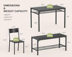 Gizoon Kitchen Table and 2 Chairs for 4 with Bench, 4 Piece Dining Table Set for Small Space, Apartment