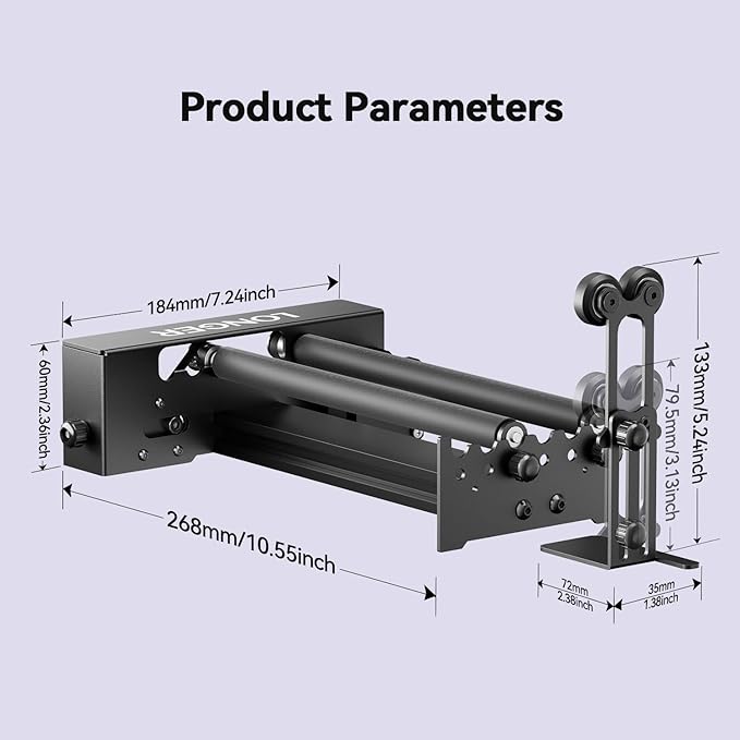 Longer Laser Engraver Rotary Roller with Bracket, Y-Axis Rotary Roller 360° Rotation for Laser Engraver Engraving Cylindrical Objects Tumblers Cans Cups Bottles, Compatible with 99% of Laser Engraver