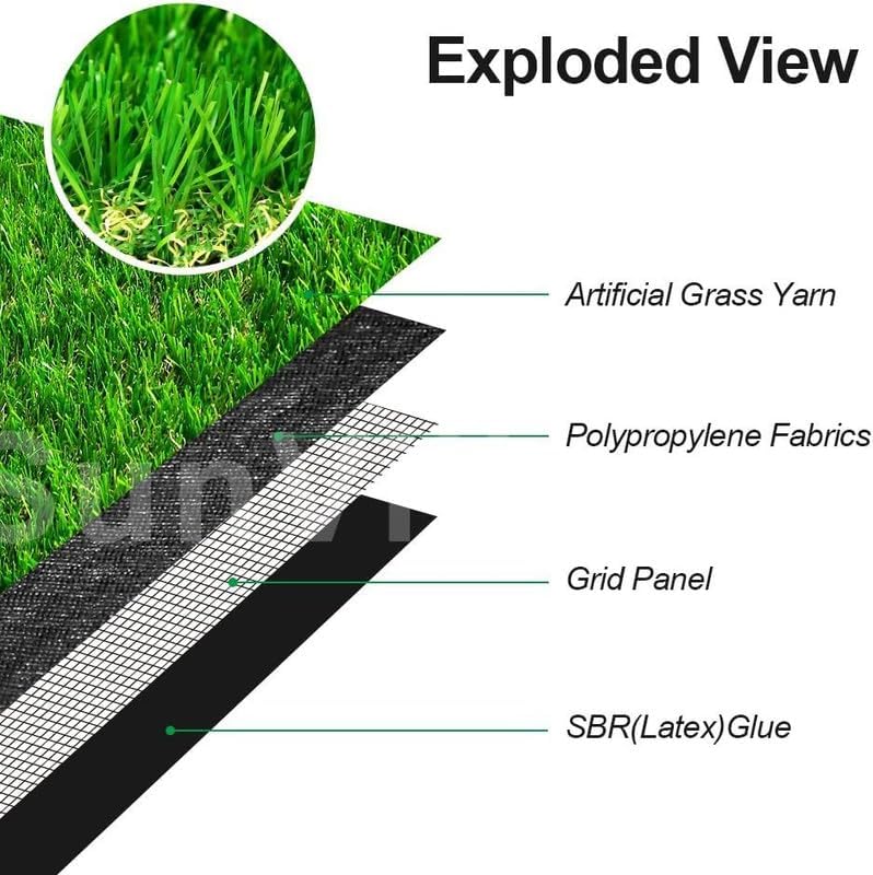 Artificial Grass Turf 15FTx30FT, 1.38" Pile Height Realistic Synthetic Grass, Indoor Outdoor Pet Faux Grass Astro Rug Carpet for Garden Backyard Patio Balcony