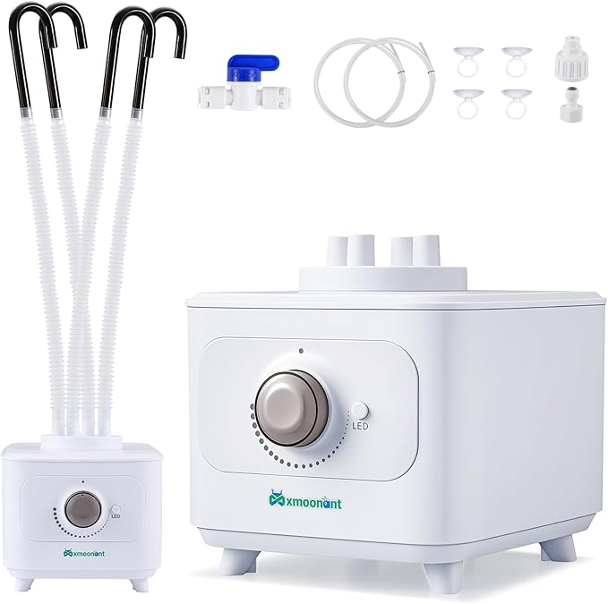Mxmoonant Ultrasonic Humidifier Automatic Water Filling, 0-600ml/H Adjustable Mist Maker, 4 Directions Making Fog, For Plant, Greenhouse, Reptile, Room Humidification