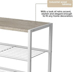 HOMEFORT 4-Tier Shoe Rack, Modern Industrial Shoe Storage Tower, Narrow Shoe Organizer for Closet Entryway, Small Shoe Rack Table with Durable Metal Shelves and MDF Top, White Oak
