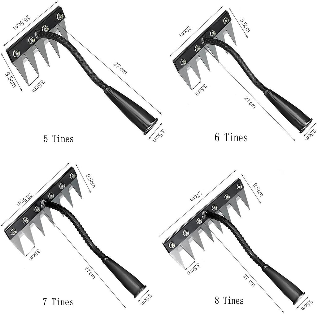 Gardening Hand Weeder Tool,Manual Weeder Tool with Detachable Blades, 4 Sizes High Carbon Steel Dual-Edge Design for Farm Garden Lawn Weed Removal, Soil Cultivation & Root Extraction (8 Tines)