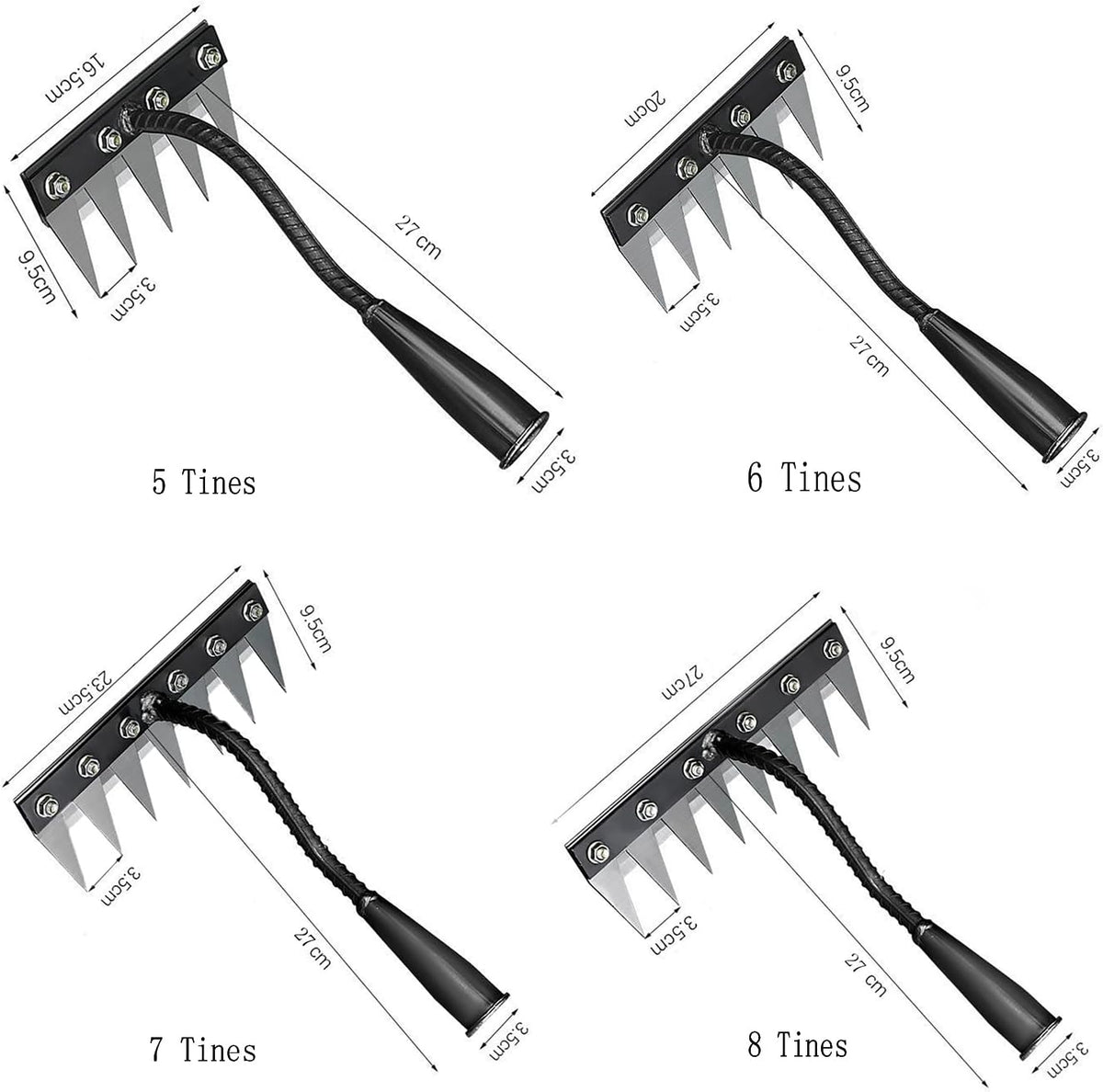 Gardening Hand Weeder Tool,Manual Weeder Tool with Detachable Blades, 4 Sizes High Carbon Steel Dual-Edge Design for Farm Garden Lawn Weed Removal, Soil Cultivation & Root Extraction (5 Tines)