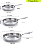 DELARLO Whole Body Tri-Ply Stainless Steel Frying Pan set, 8”/10”/12” Cooking pans, Kitchen Cookware Set, Fast Heating Chef's pan with Ergonomic Handles, Suitable for All Stove